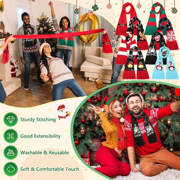 8 Pcs Knitted Winter Scarves Unisex Christmas Tassel Scarves for Men Women - Picture 4 of 7